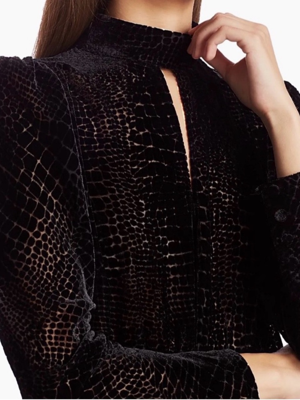 Frame Cutout Croc Print Devore Velvet Top size S ($325) - Picture 7 of 7